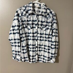 Ariat White and Blue Button Down Shirt